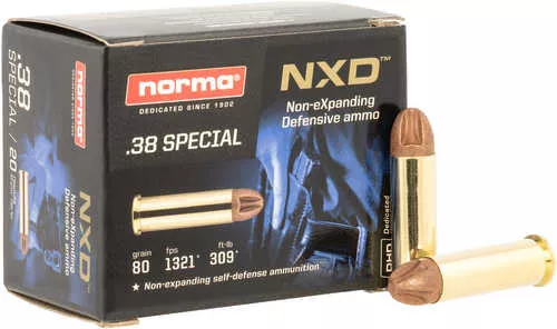 Norma Self Defense 38 Special Ammo 38 Grain NXD 20 Rounds