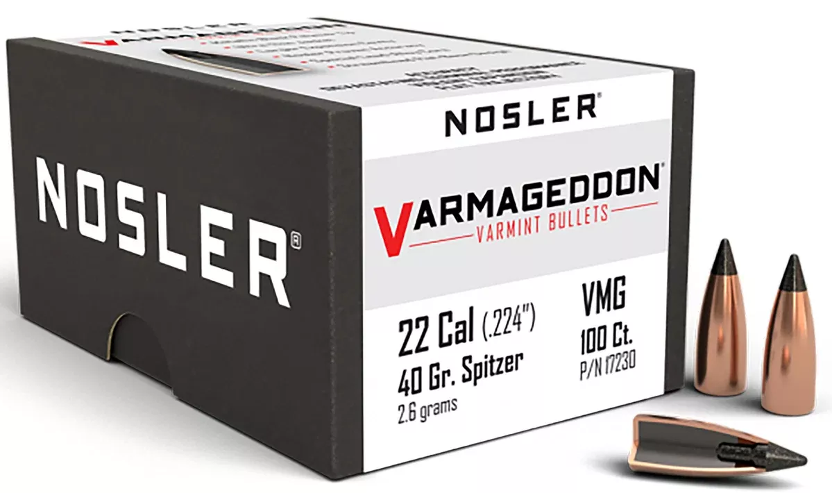 Nosler 17230 Varmageddon22Cal 40gr Flat Base Tipped 100/Box