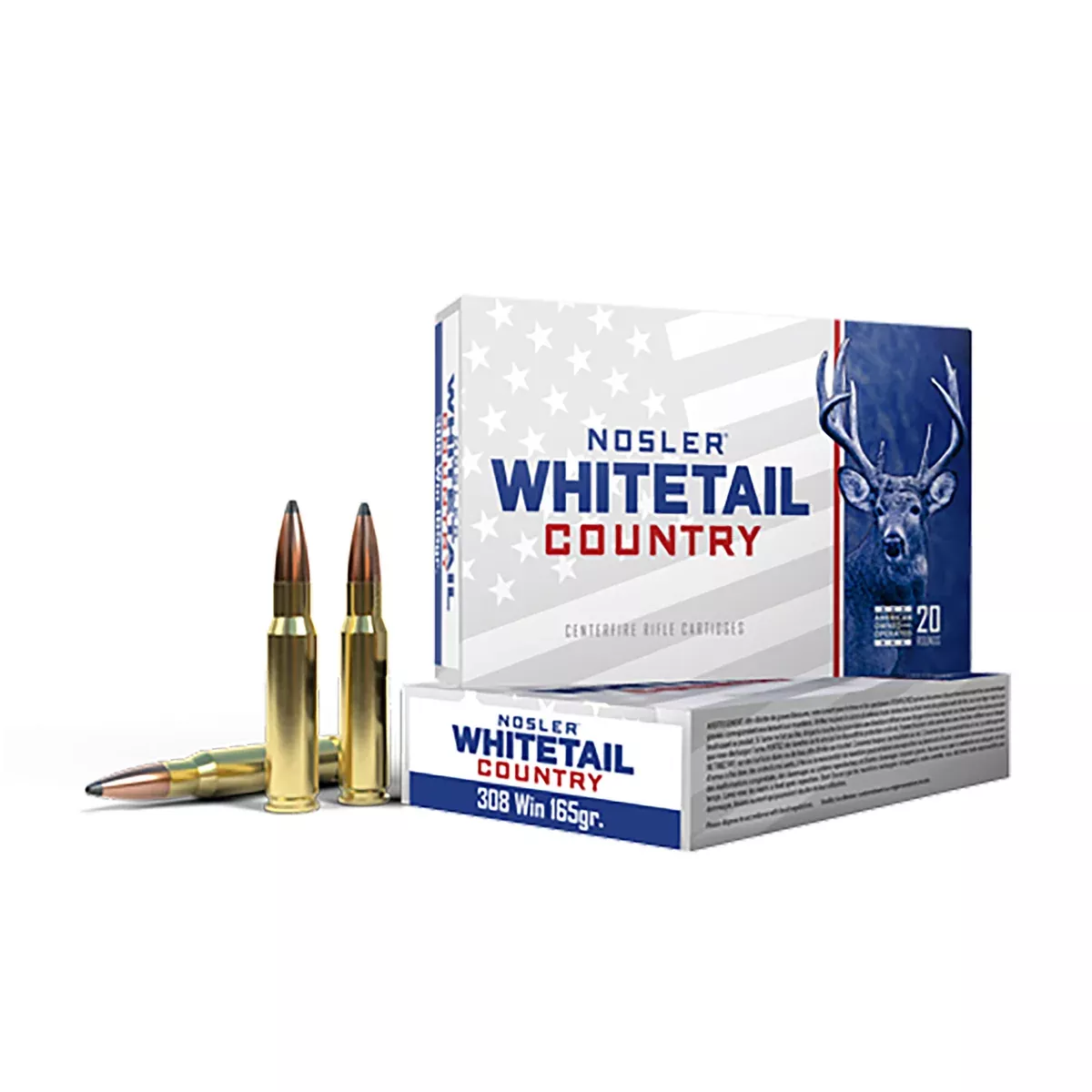 Nosler 40120 Whitetail Country308Win 165gr Spitzer Boat Tail 20 Per Box/10 Case