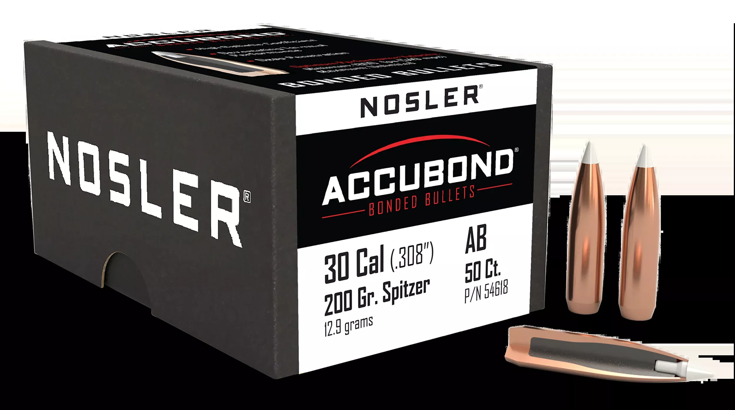 Nosler AccuBond 30 Cal 200 gr Spitzer Point Bullets - 50 Ct