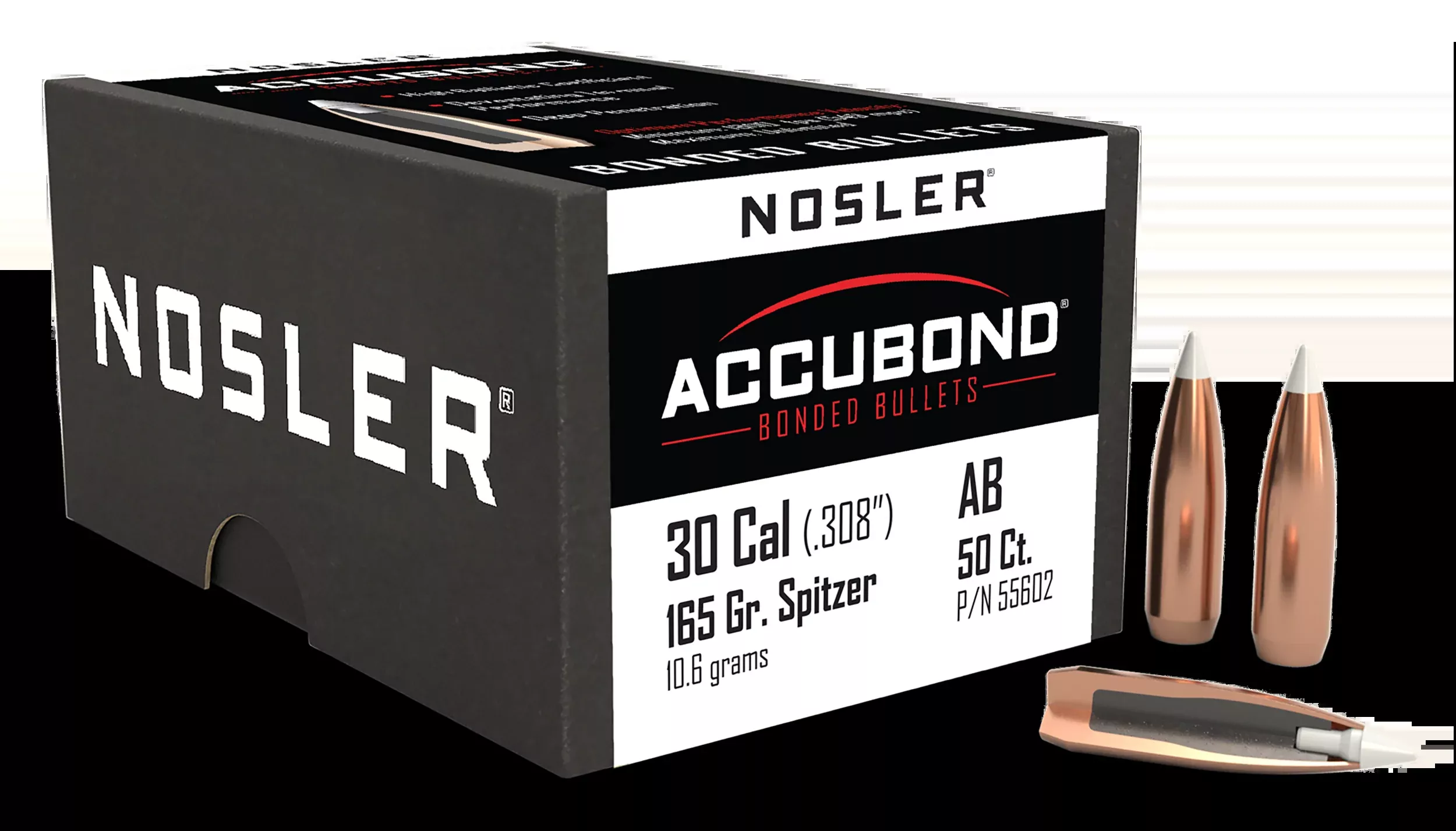 Nosler AccuBond 30 Caliber 165 gr Spitzer Point Bullets - 50 Count