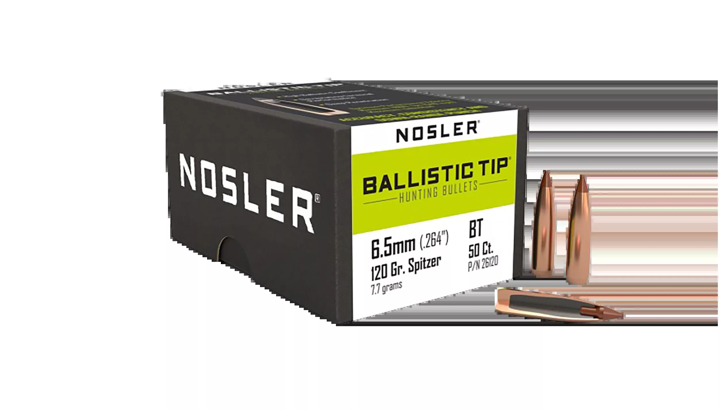 Nosler Ballistic Tip 6.5mm 120gr Spitzer Hunting Bullets, 50/Box 26120