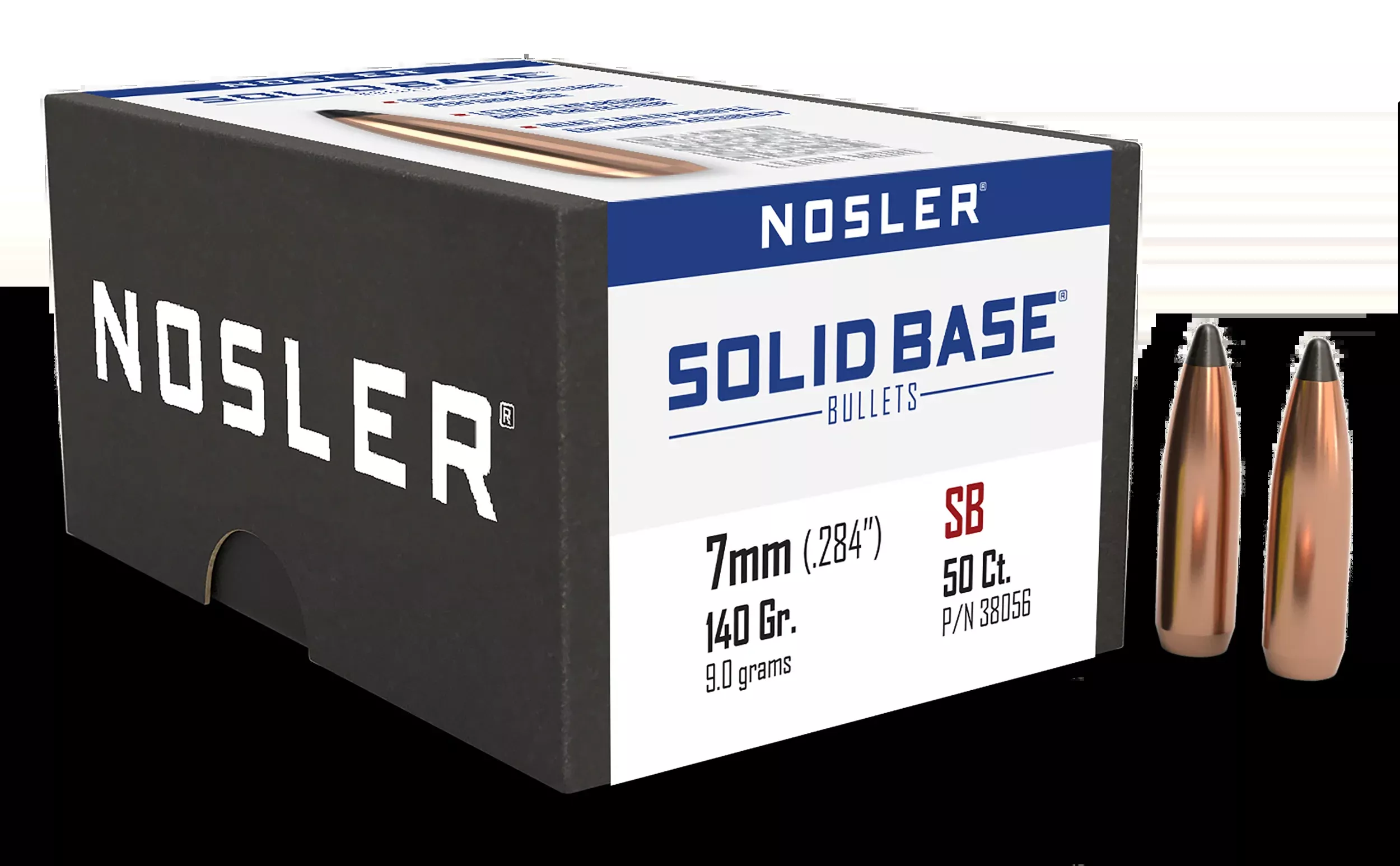 Nosler Solid Base 7mm (.284) 140gr Soft Point Reloading Bullets, 50 Count 38056