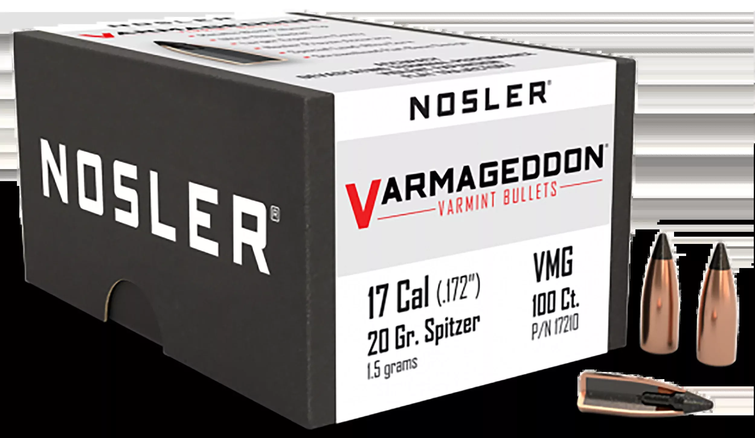 Nosler Varmageddon .17 Cal 20gr Flat Base Tipped Varmint Bullets, 100/Box 17210