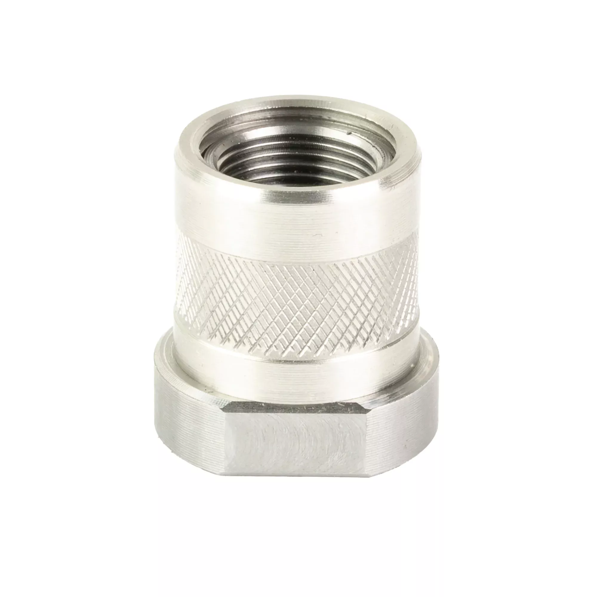 Odin Works Thread Adapter 1/2x28 to 5/8x24, 416R Stainless with Protector, SUP-TA-1-2-TO-5-8
