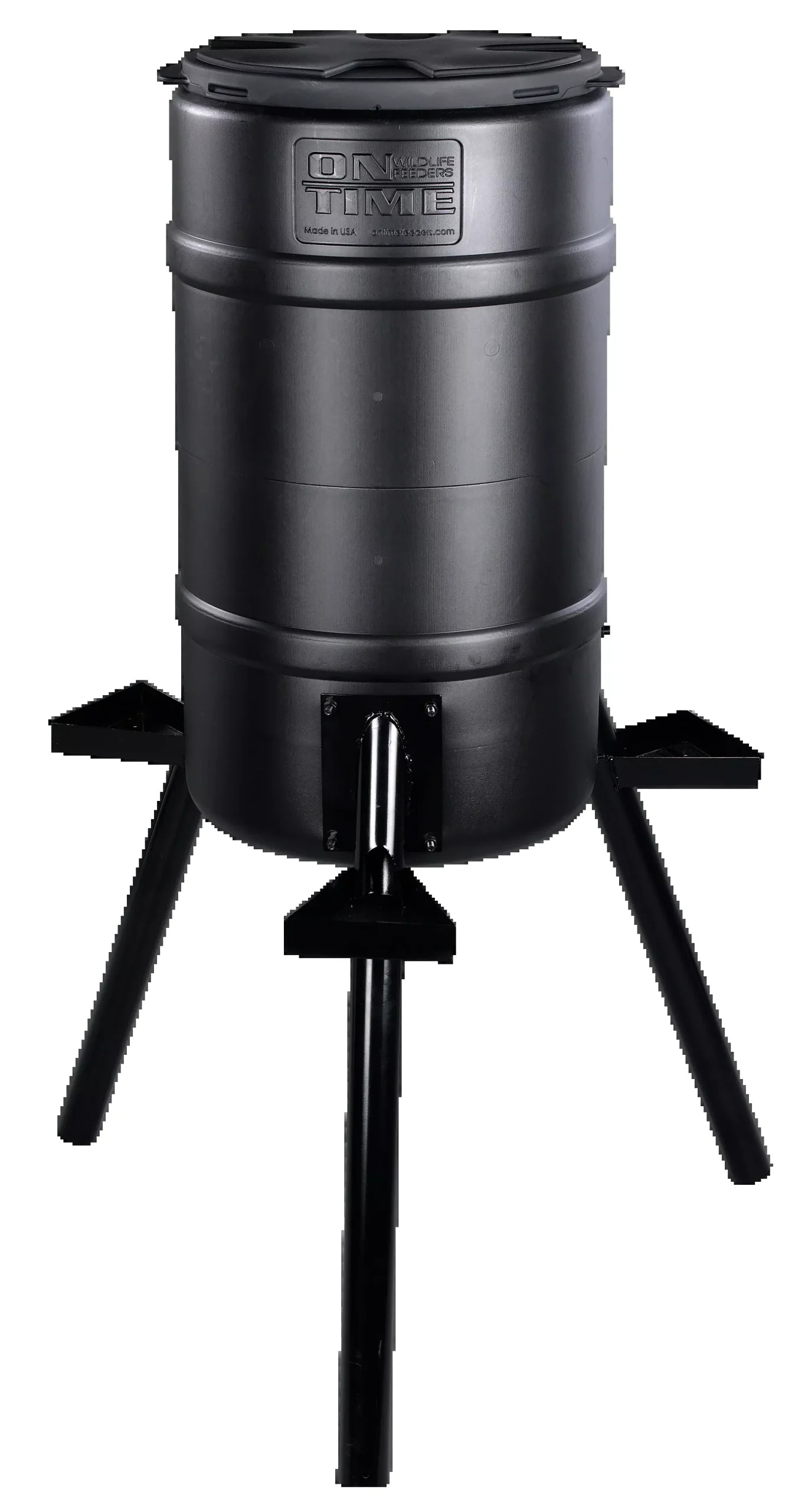 On Time Buckeye Gravity Wildlife Feeder, Polyethylene, 200 lb Capacity, 3 Stations, Removable Lid, 71540