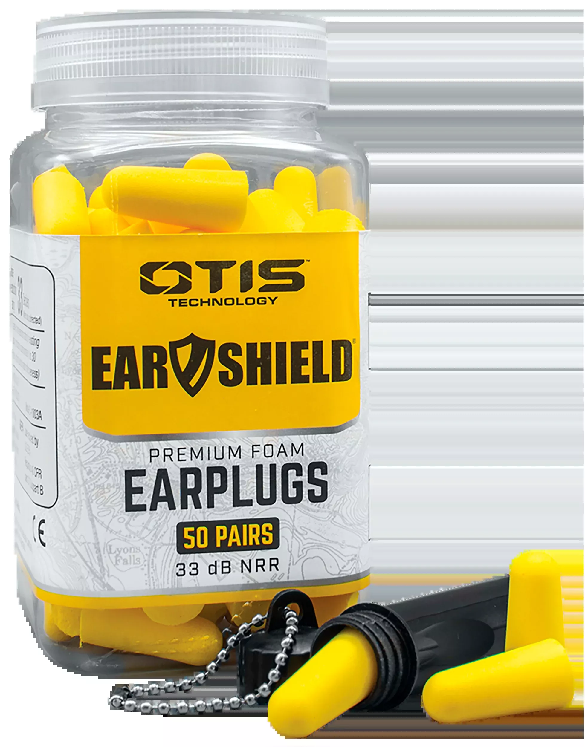 Otis EarShield Premium Foam Earplugs, 33 dB NRR, Yellow, 50 Pairs, FGESHFPNC50