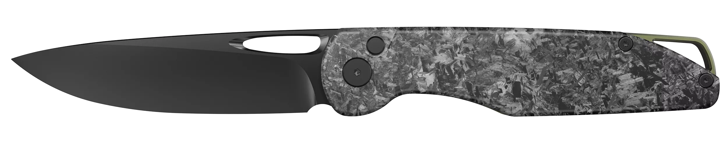 Outdoor Edge KN1C Kaytan3.30" Drop Point Plain Black Oxide 8Cr13MoV SS Blade Carbon Fiber Handle