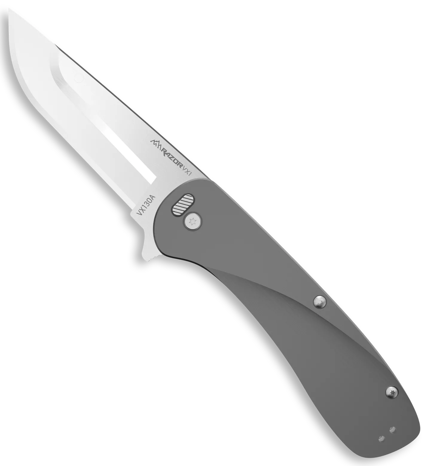 Outdoor Edge VX130A Razor VX1 EDC 3" Folding Plain Satin 420J2 SS Blade, Gray Anodized Aluminum Handle