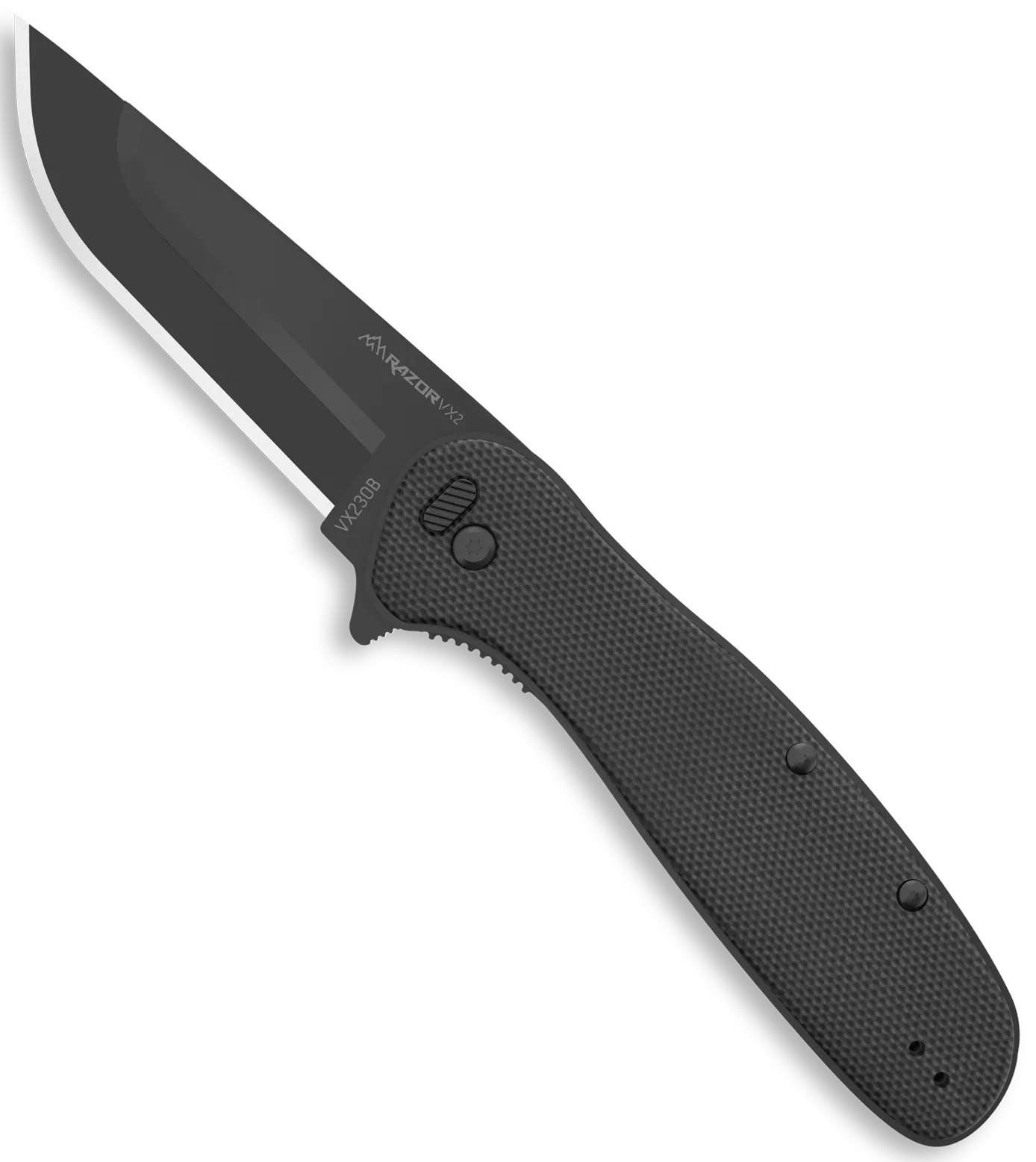 Outdoor Edge VX230B Razor VX2 EDC 3" Folding Plain Black Oxide 420J2 SS Blade, Black Textured G10 Handle