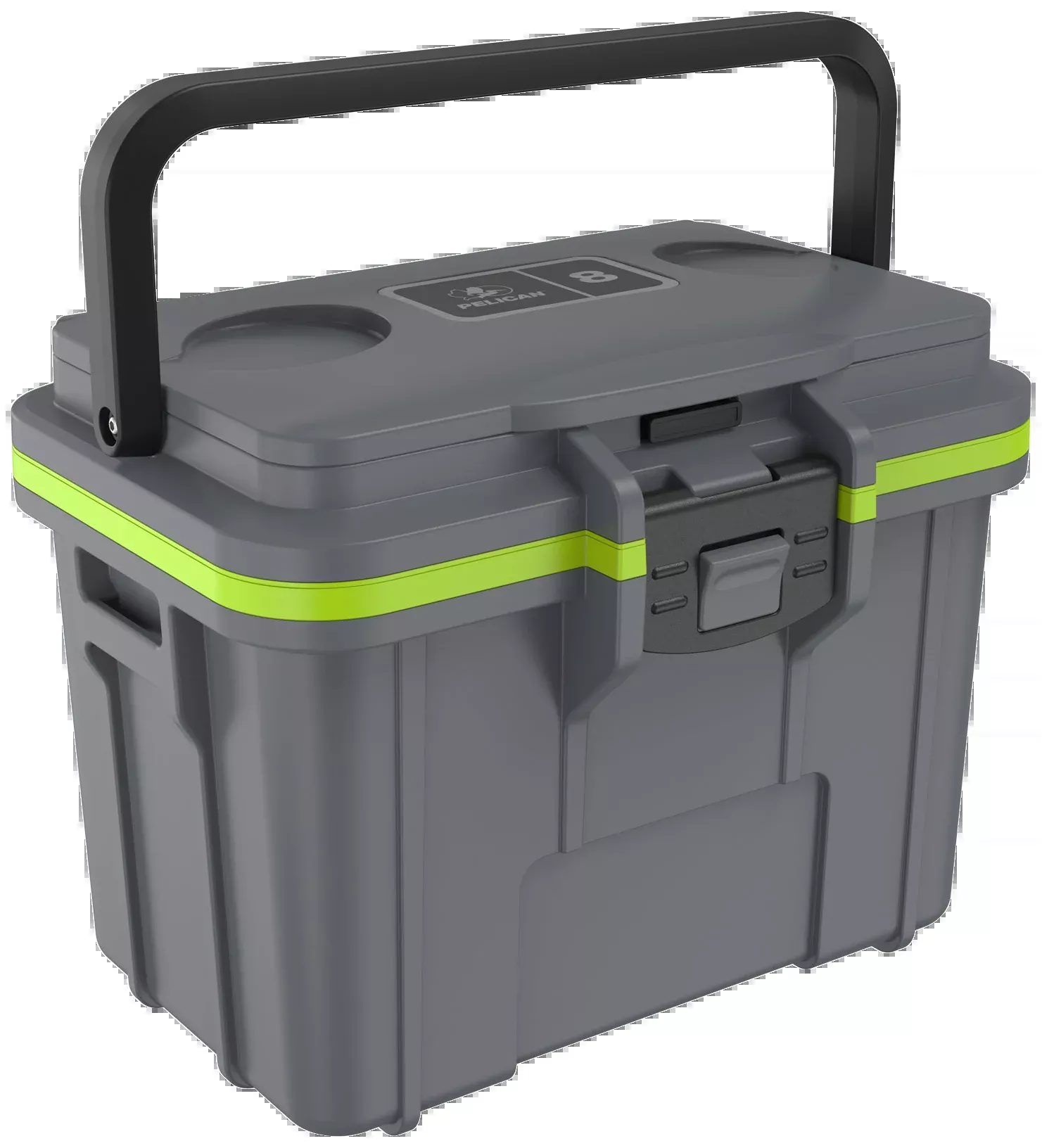 Pelican 8-Quart Elite Personal Cooler, Dark Gray/Green, Removable Ice Pack, 8Q1DKGRYEGRN