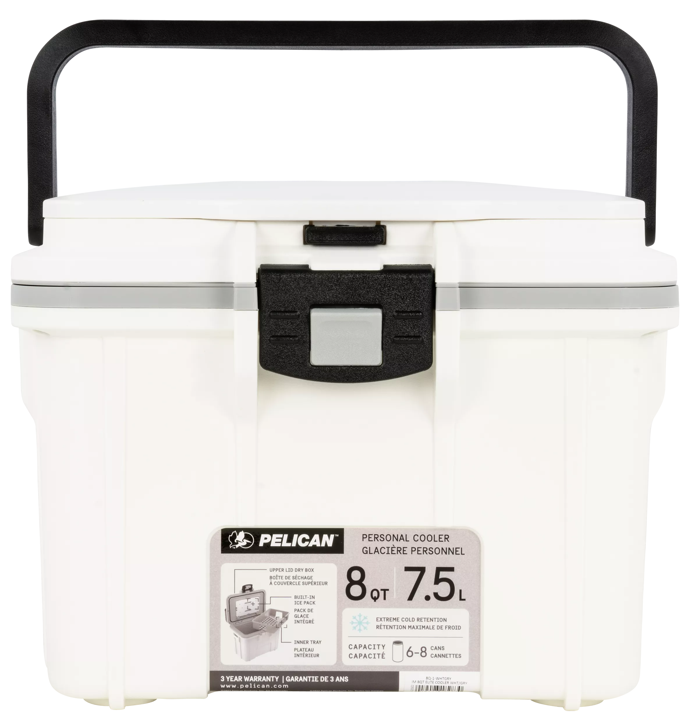 PELICAN 8Q-1-WHTGRY 8QT ELITE COOLER WHT/GRY