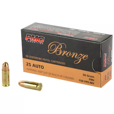 PMC Bronze 25ACP 50 Grain Full Metal Jacket - 50 Round Box