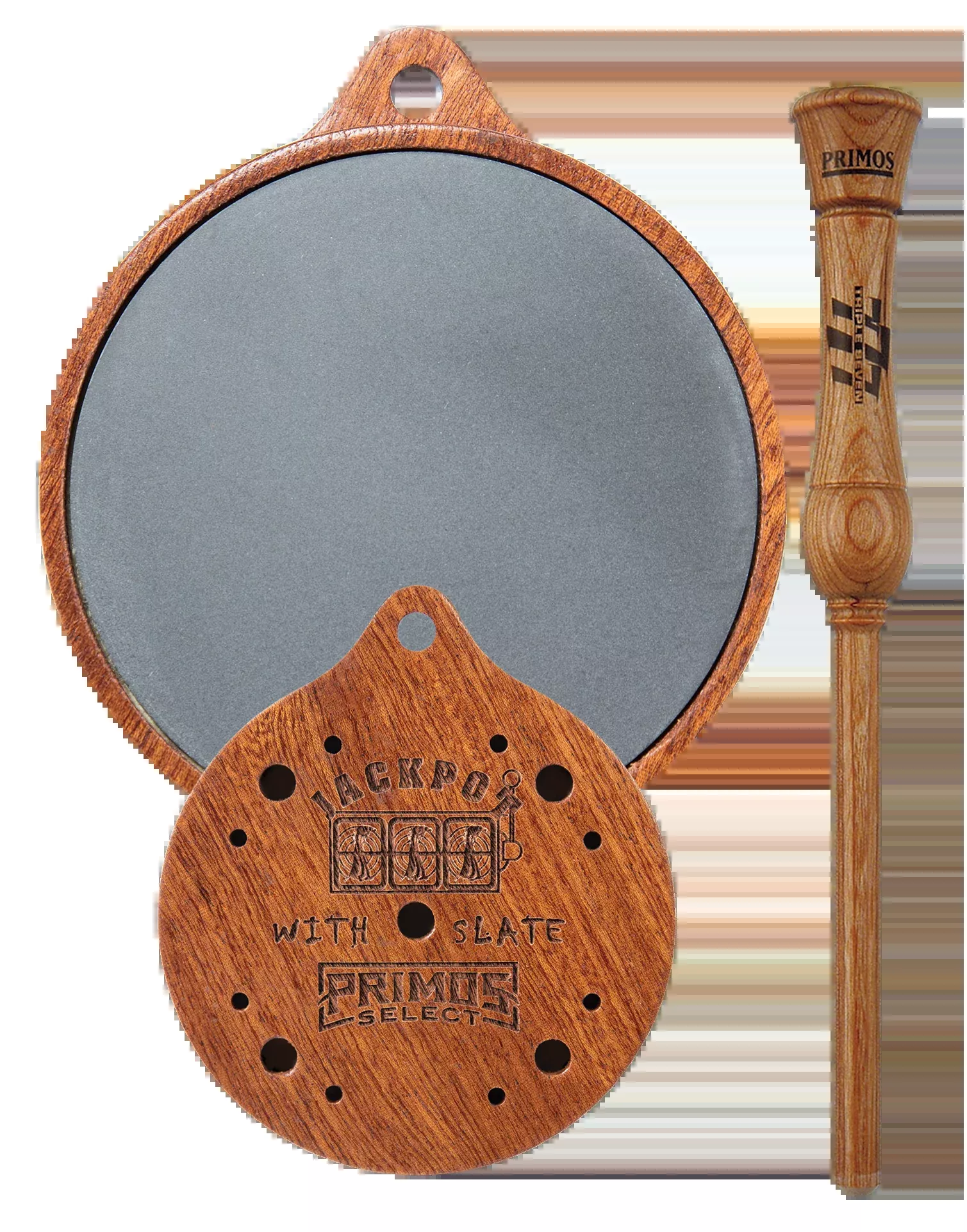 Primos Jackpot Slate Turkey Pot Call with Laminated Hardwood Striker, South American Wood – 216