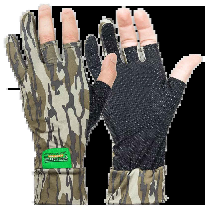 Primos Stretch Fit Fingerless Hunting Gloves, Mossy Oak BottomLand Neoprene, Sure Grip PS6681