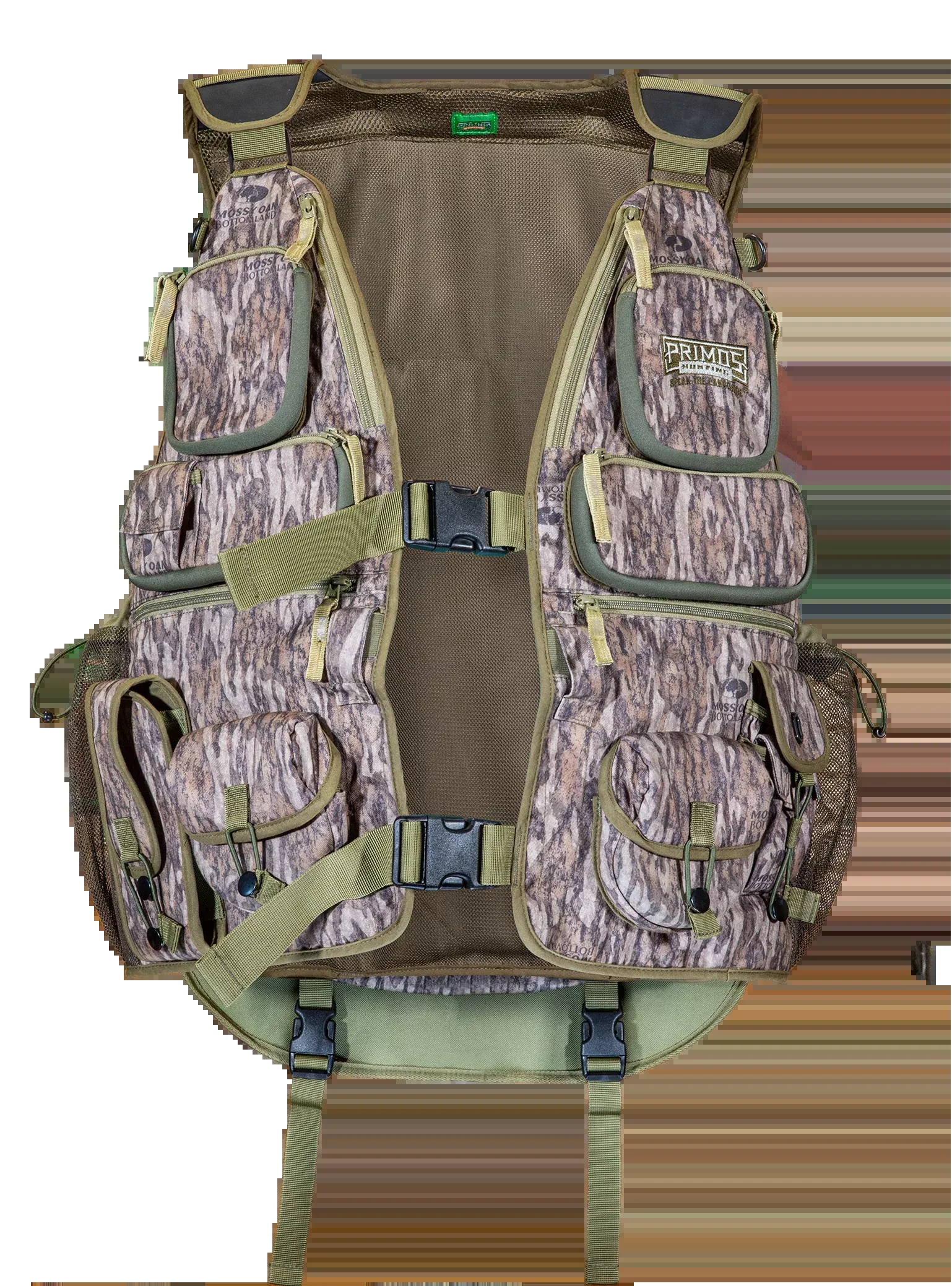 Primos Will Primos Turkey Hunting Vest, Mossy Oak BottomLand, XL, Lightweight Polyester 65725