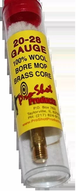 Pro-Shot Shotgun Bore Mop, 20/28 Gauge Cotton, Brass Core, 5/16-27 Threads, 1.75 in - MP20
