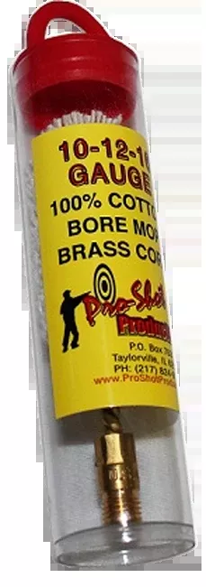 Pro-Shot Shotgun Bore Mop, Cotton with Brass Core, 5/16-27 Thread, 10/12/16 Gauge - MP12