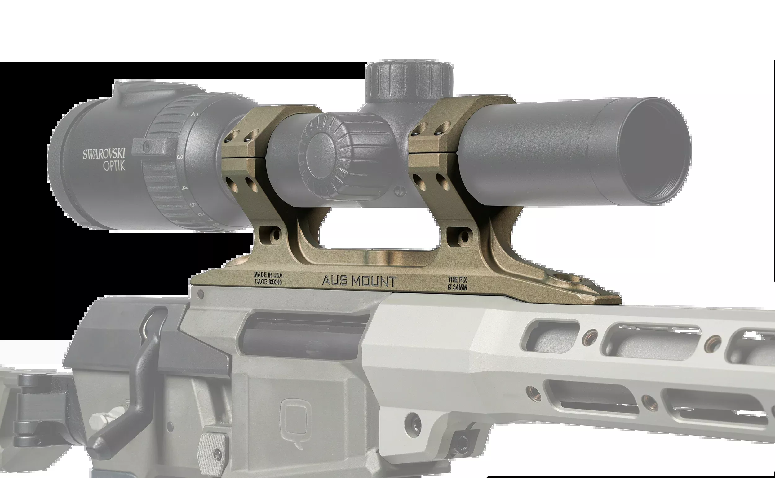 Q LLC AUS Direct Optic Mount for The Fix, 34mm, Clear Hard Anodized, Made in USA - 100-262