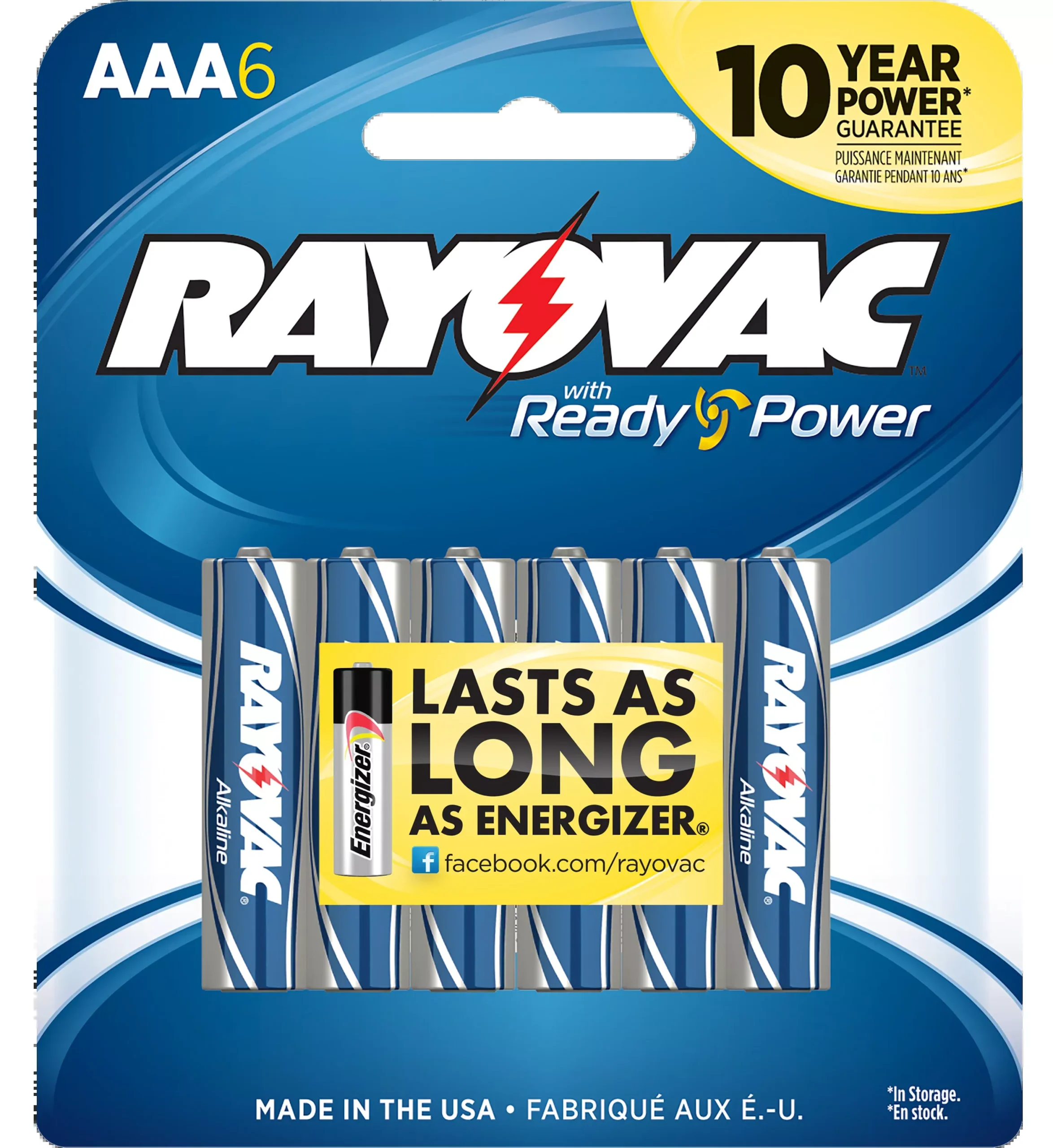 Rayovac High Energy AAA Alkaline Batteries, 1.5V, 2700 mAh, 6-Pack, Long-Lasting Power – 8246T