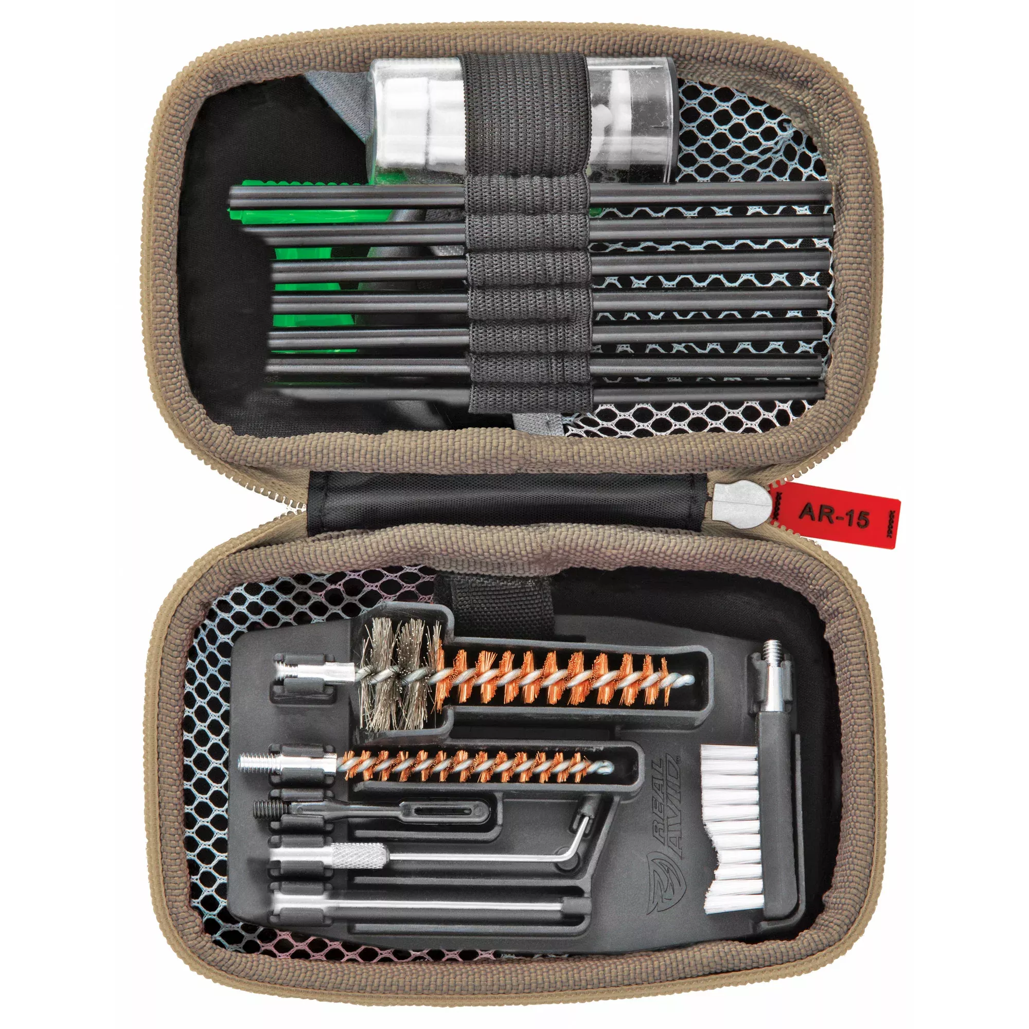 Real Avid Gun Boss AR-15 Cleaning Kit, 20-Piece Tactical Case, 33 in Rod, AVGCKAR15