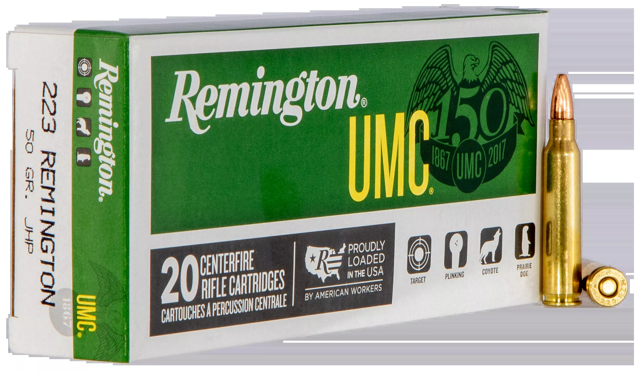 Remington UMC .223 Remington 50gr Jacketed Hollow Point Rifle Ammo, 20 Rounds/Box 23812