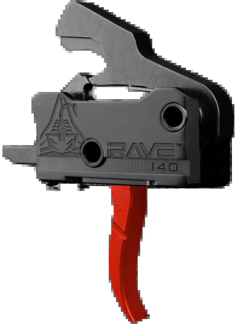 Rise Armament RA-140 RAVE 140 Super Sporting AR-Style Trigger Curved Black/Red w/ Anti-Walk Pins T017RED