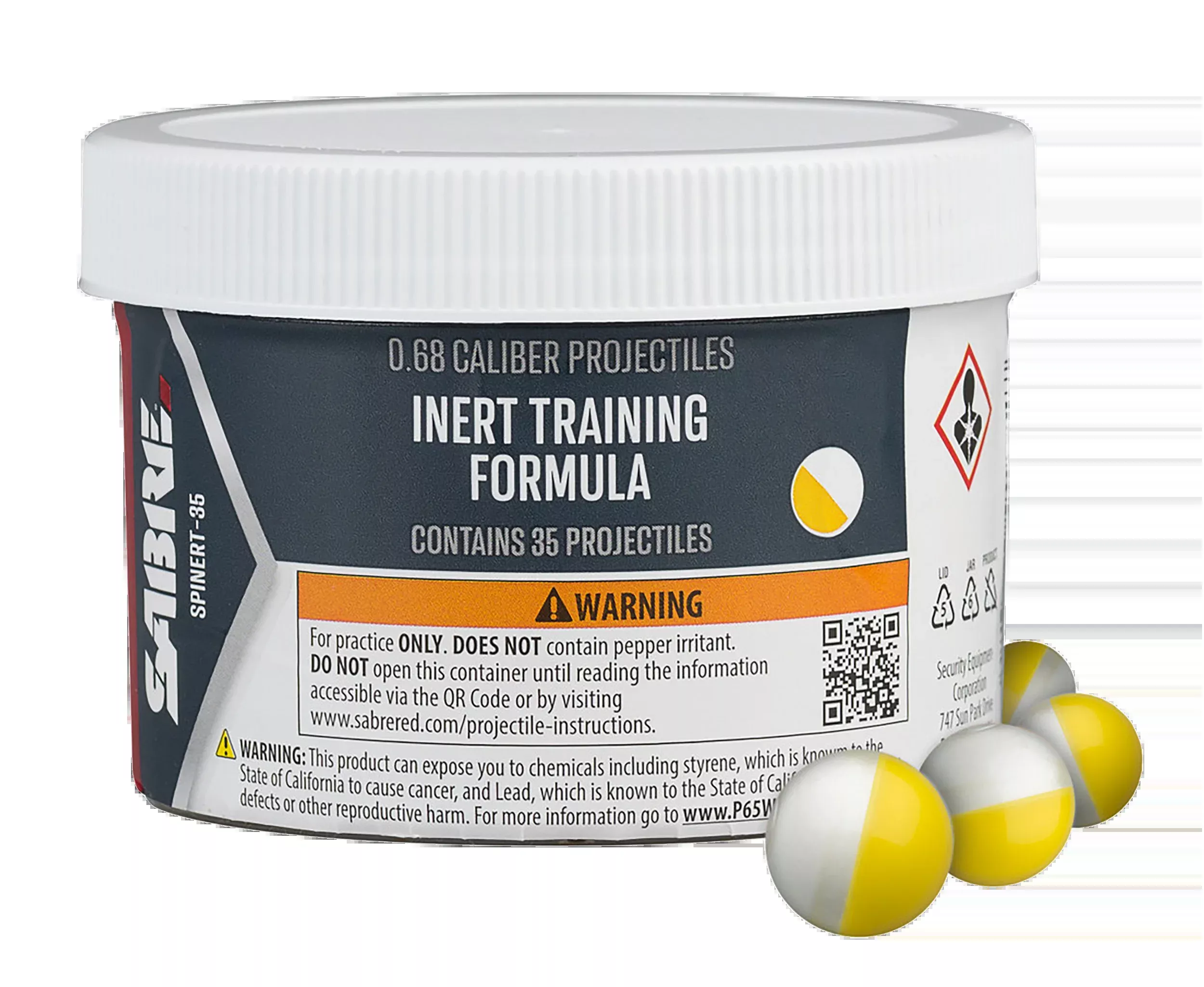 Sabre Inert Training Projectiles, 0.68 Caliber Practice Rounds, 35-Count Jar SPINERT35
