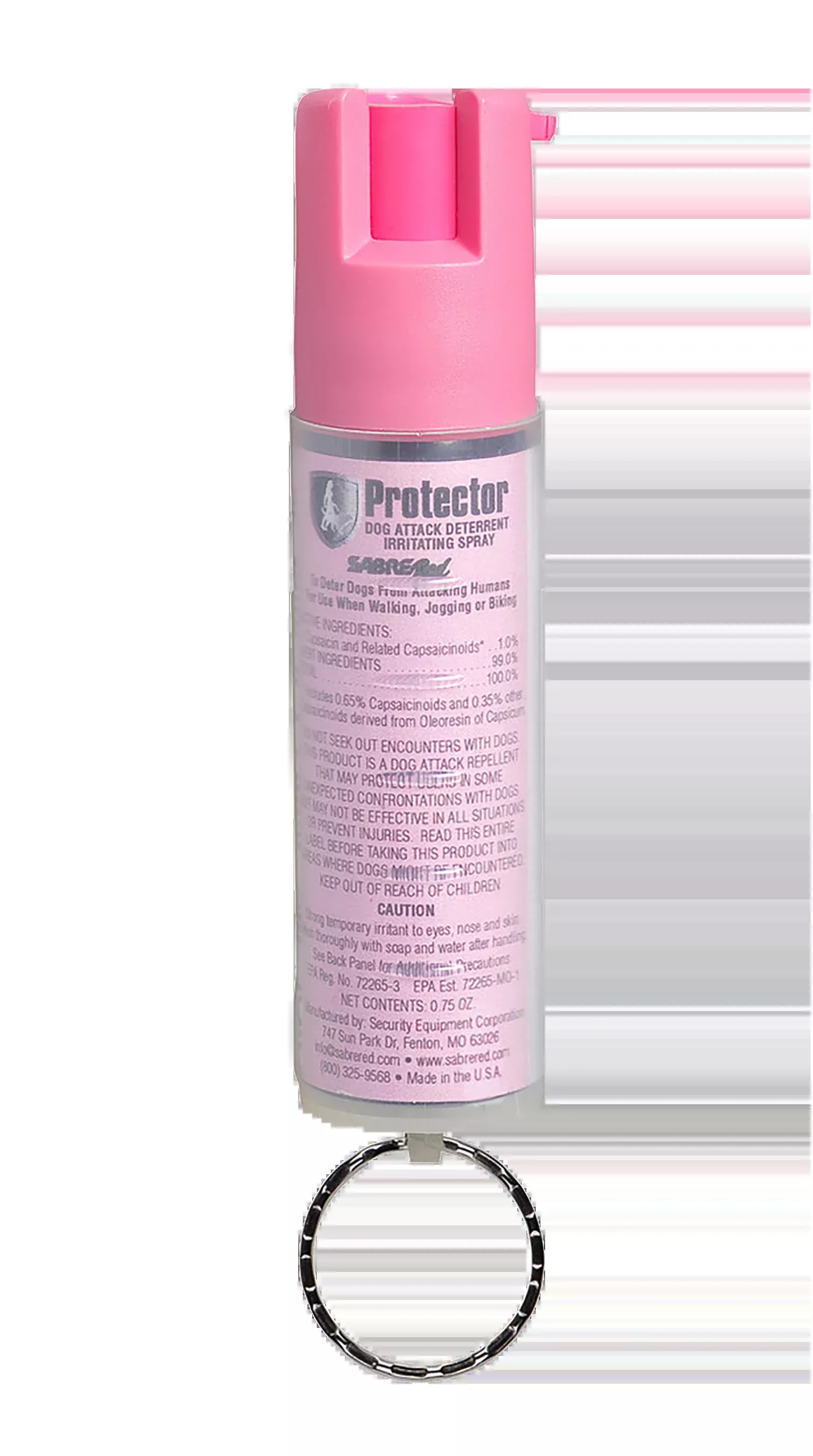 Sabre Protector Dog Deterrent Pepper Spray with Safety Lock & Key Ring, 12 ft Range, 0.75 oz, Pink, SRPNBCPKR02