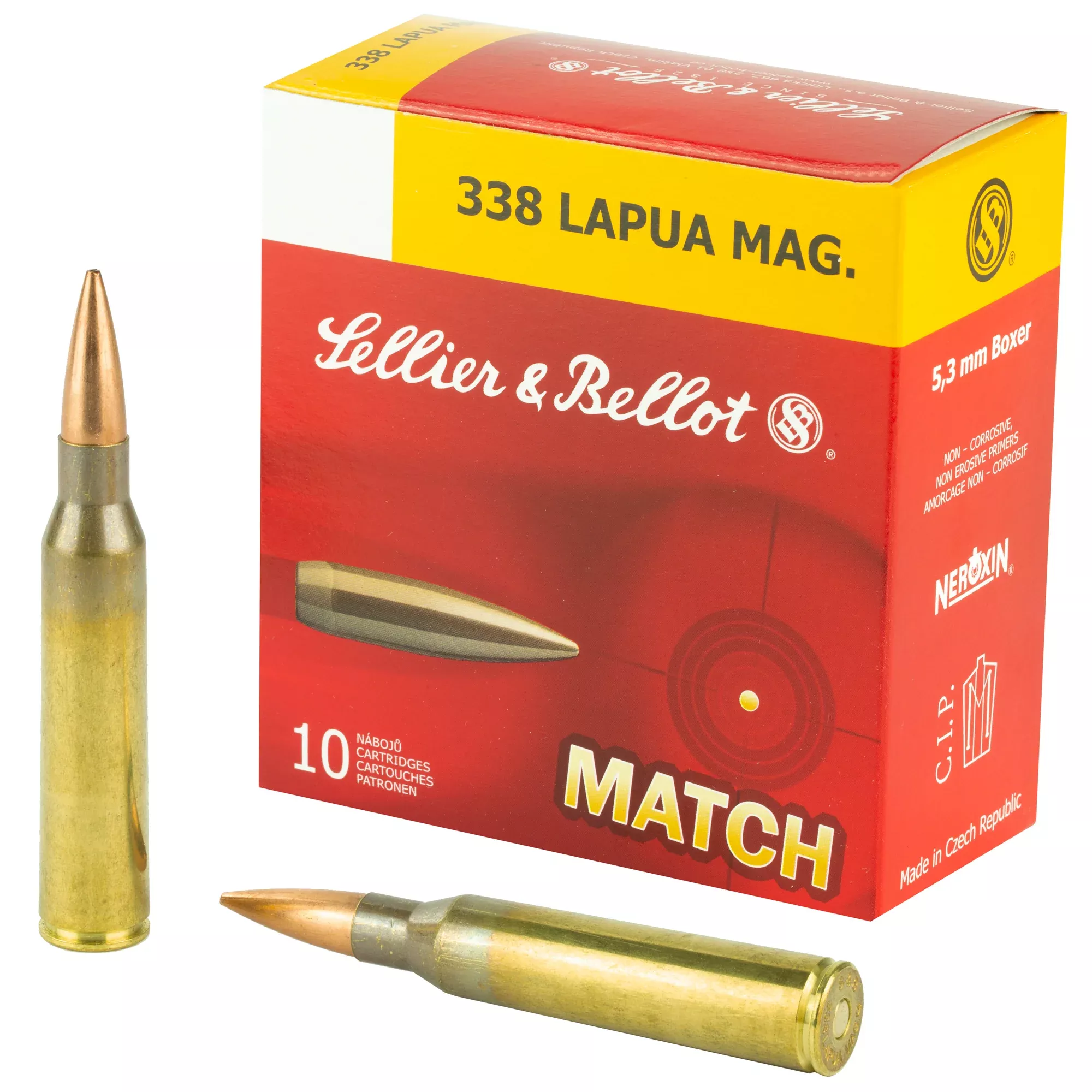 Sellier & Bellot .338 Lapua Magnum 300gr Sierra MatchKing HPBT Rifle Ammo, 10/100 SB338LMB