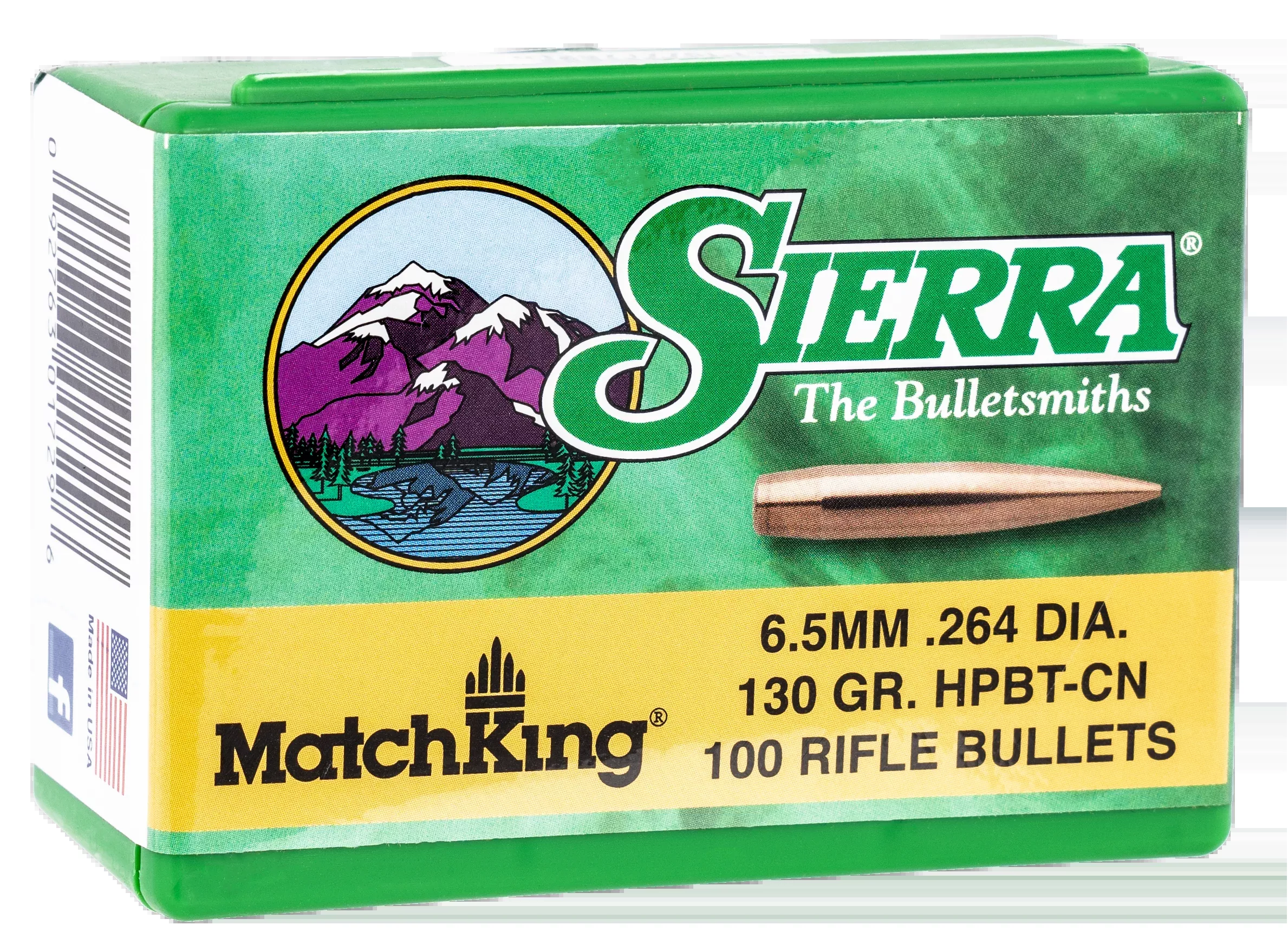 Sierra MatchKing 6.5mm (.264) 130gr HPBT Rifle Bullets, 100 Count Reloading Projectiles 1729