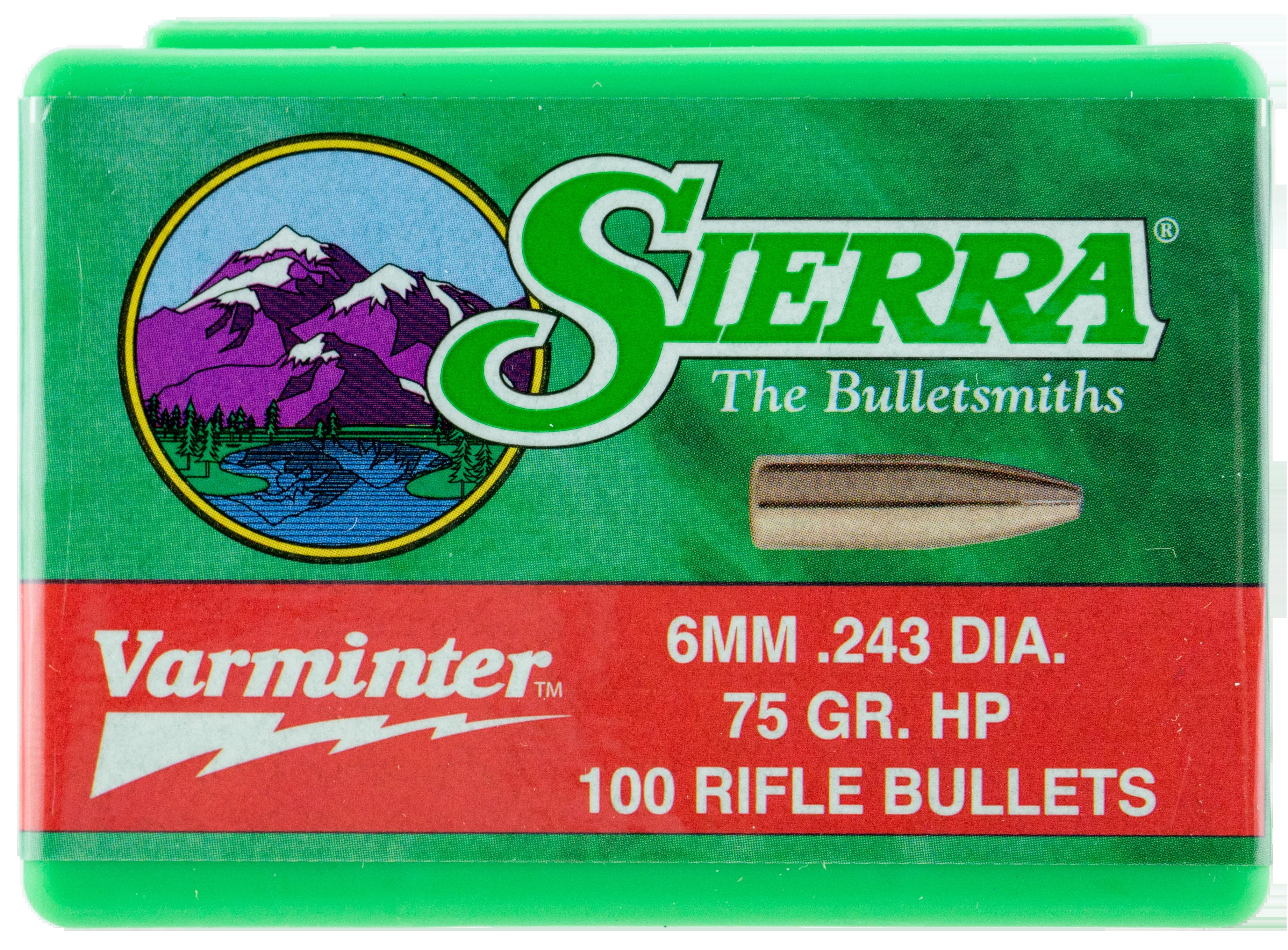 Sierra Varminter 6mm (.243) 75 Grain Hollow Point Rifle Bullets, 100 Count 1510