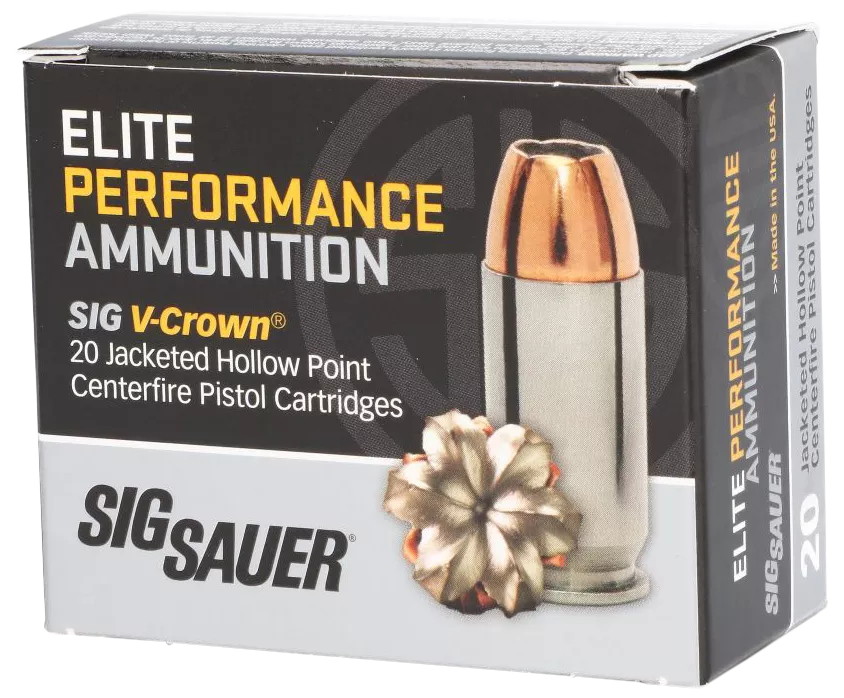 Sig Sauer E40SW120 Elite Performance40S&W 165gr V-Crown Jacketed Hollow Point 20 Per Box/10 Case