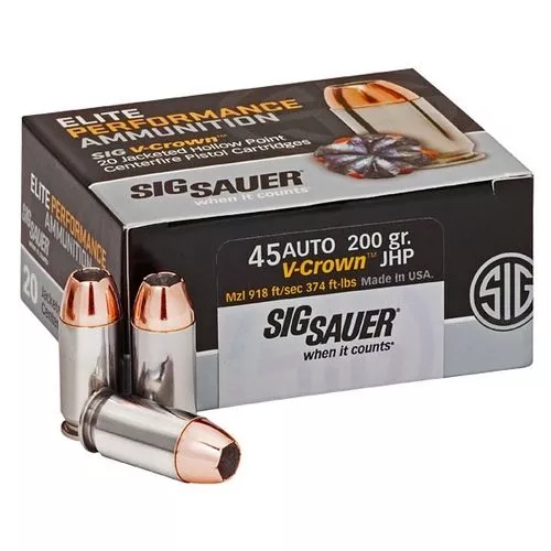 Sig Sauer Elite V-Crown .45 ACP 200 Grain JHP 20 Round Box