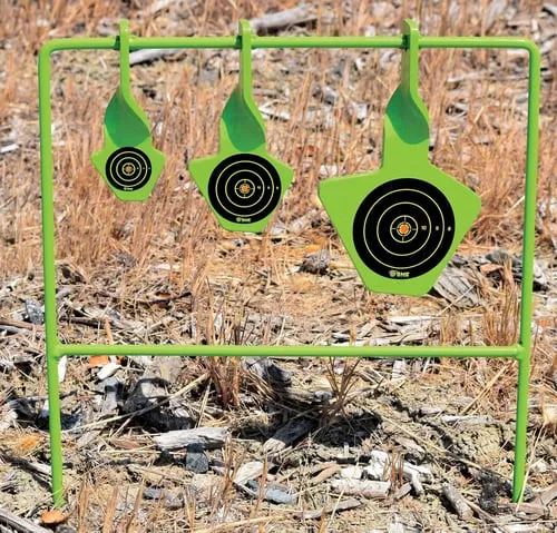 SME SMEST22 Spinning TargetRimfire Pistol/Rifle Steel Black/Green Bullseye Illustration Impact Enhancement Motion