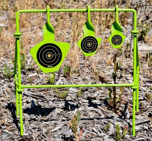 SME SMEST22FLD Spinning TargetHandgun Steel Black/Green Bullseye Illustration Impact Enhancement Motion