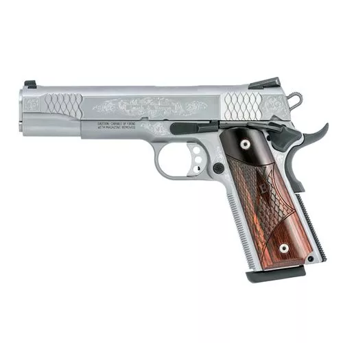 Smith and Wesson Model SW1911 Engraved .45 ACP 5" 8+1 Pistol Includes Wooden Presentation Case