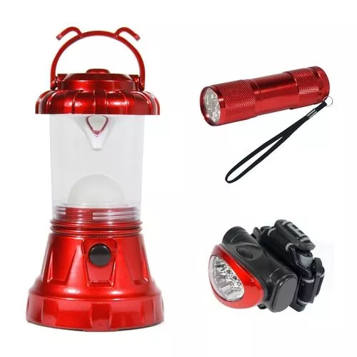 Sona Enterprises 3 Piece Camping LED Lighting Set - Includes Lantern, Headlamp, and Handheld