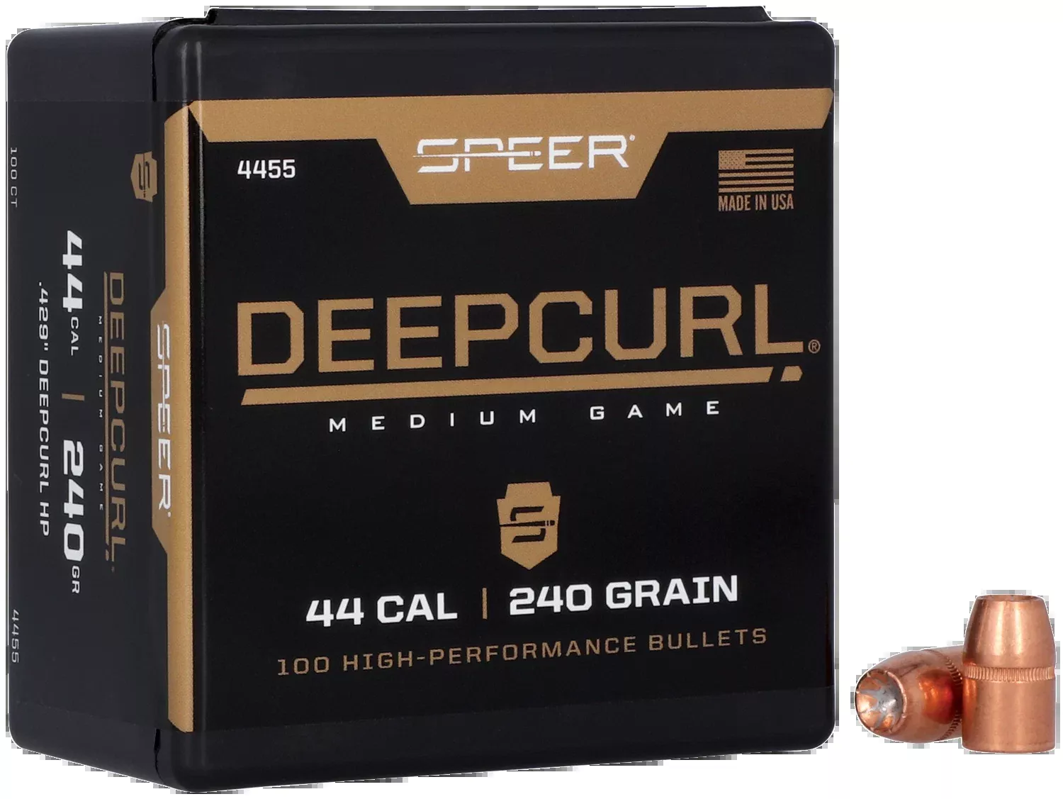 Speer DeepCurl .44 Caliber (.429) 240gr Hollow Point Handgun Hunting Bullets 4455