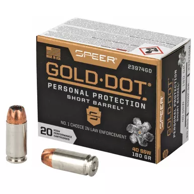 Speer Gold Dot Personal Protection 40S&W 180 Grain Hollow Point Short Barrel - 20 Round Box
