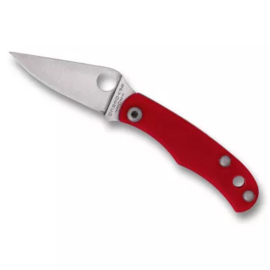 Spyderco Bug Micro-Size Slipjoint Folding Knife - 1.27" 12C27 Satin Plain Blade, Red G10 Handles - C133GRDP
