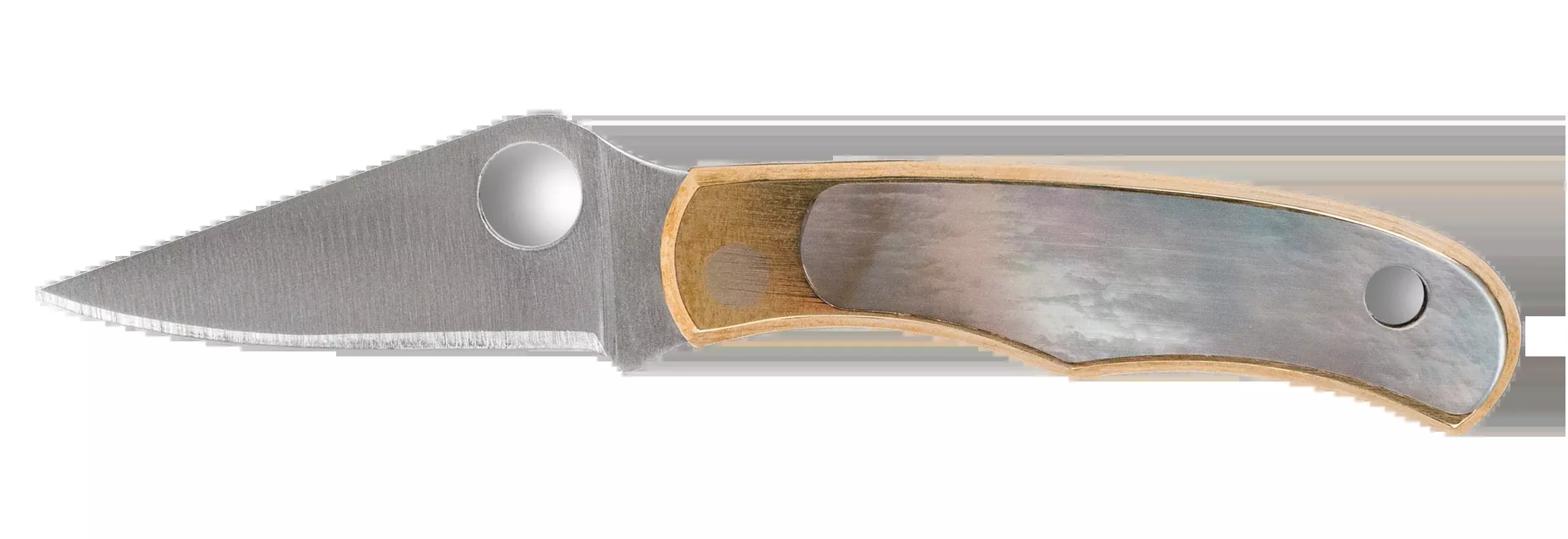 Spyderco Bug Micro Slipjoint Folding Knife, Sandvik 12C27 Steel, Abalone/Nickel Handle — C133AP