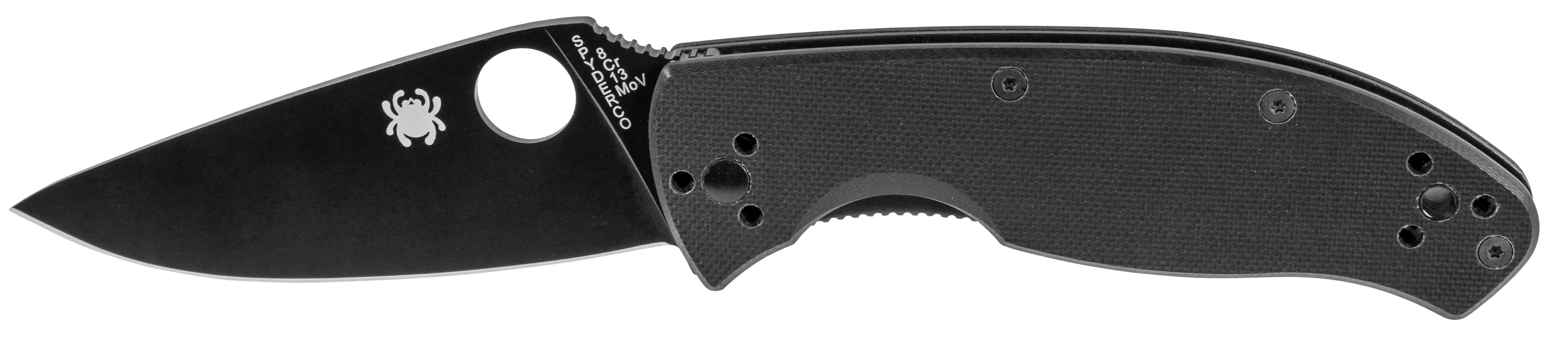 Spyderco C122GBBKP Tenacious3.39" Folding Drop Point Plain Black Matte 8Cr13MoV SS Blade BlackTextured G10 Handle Includes Pocket Clip