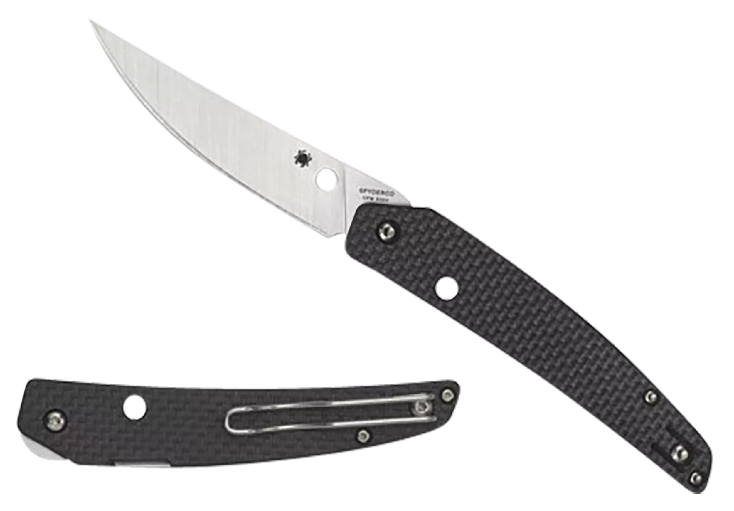 Spyderco C242CFP Ikuchi3.26" Folding Plain CPM S30V SS Blade/Black Textured Carbon Fiber/G10 Handle Includes Pocket Clip
