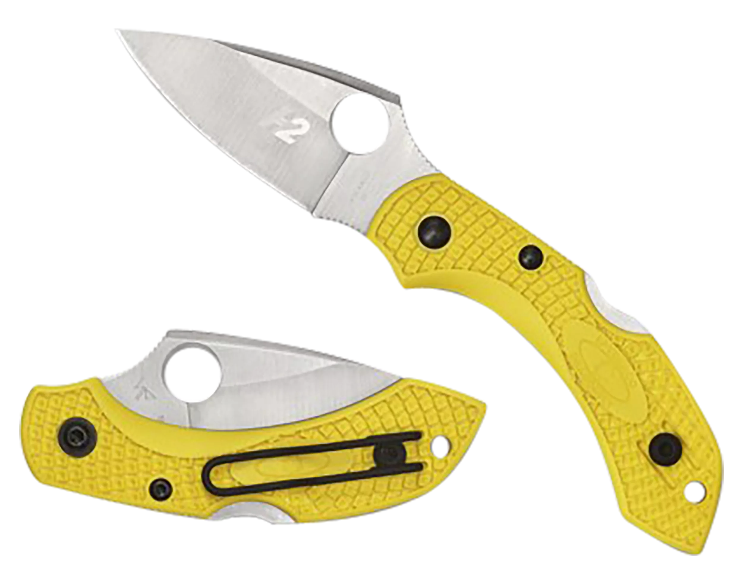 Spyderco C28PYL2 Dragonfly 2 Salt 2.25" Folding Plain Stonewashed H1 Steel Blade/ Yellow Textured FRN Handle Includes Pocket Clip