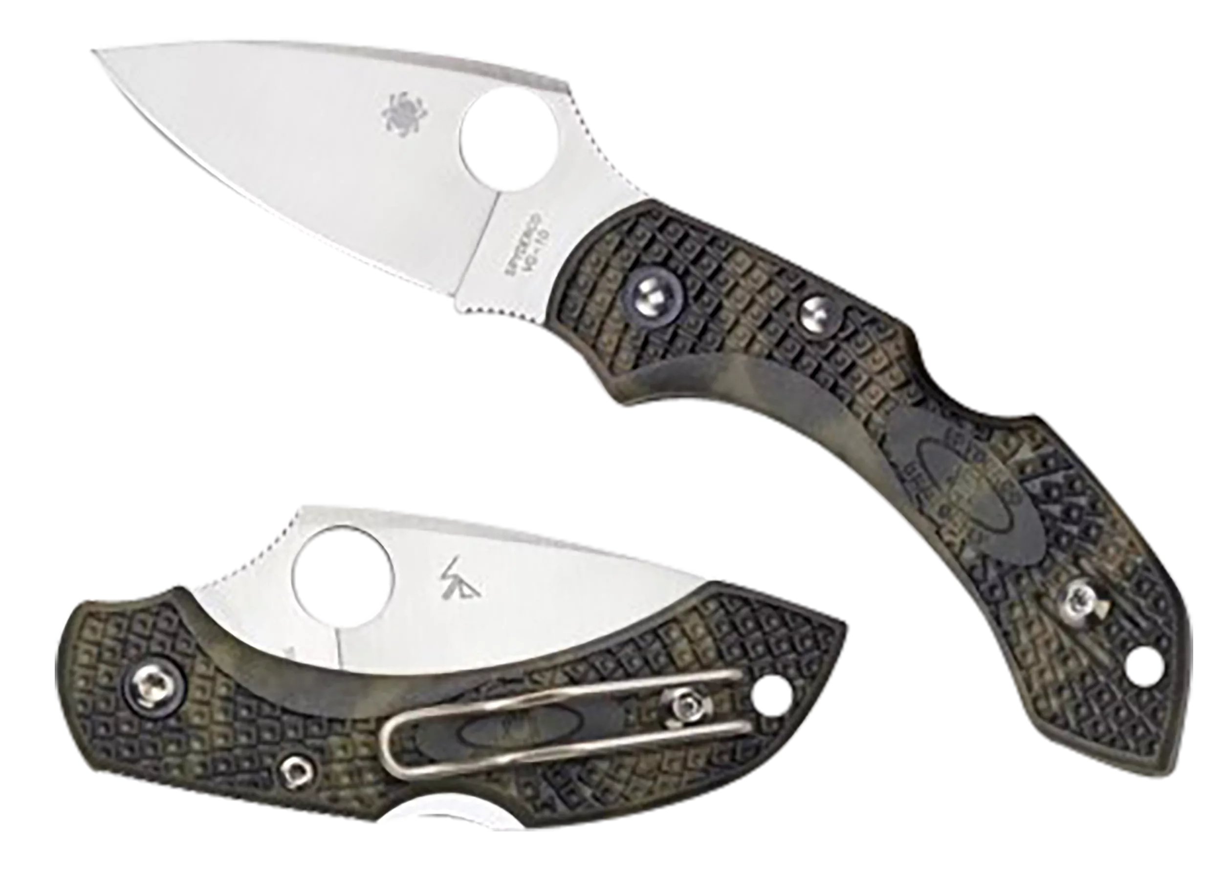 Spyderco C28ZFPGR2 Dragonfly 22.30" Folding Plain Satin VG-10 SS Blade/Zome Green Textured FRN Handle Includes Pocket Clip