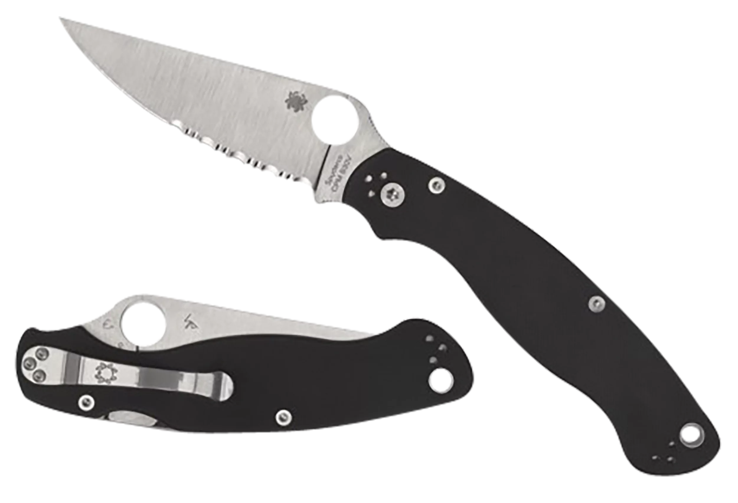 Spyderco C36GP2 Military 24" Folding Plain Stonewashed CPM S30V SS Blade/Black Textured G10 Handle Includes Pocket Clip