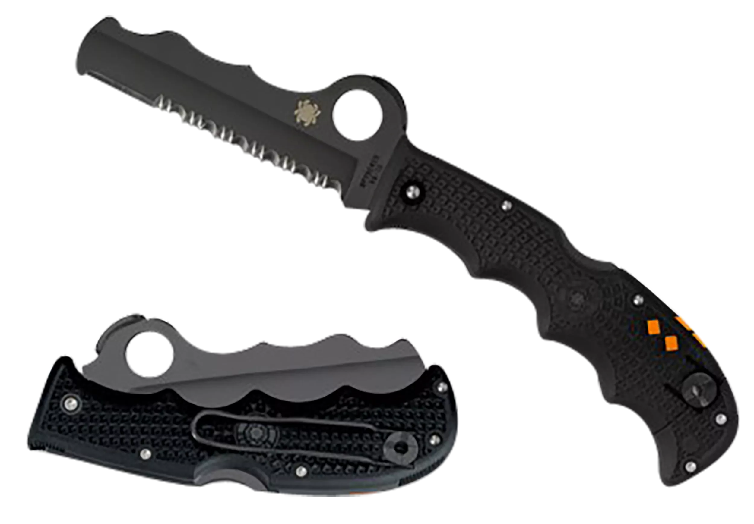 Spyderco C79PSBBK Assist Lightweight 3.69" Folding Part Serrated Black DLC VG-10 SS Blade/Black Textured FRN Handle Includes Glass Breaker/Pocket Clip