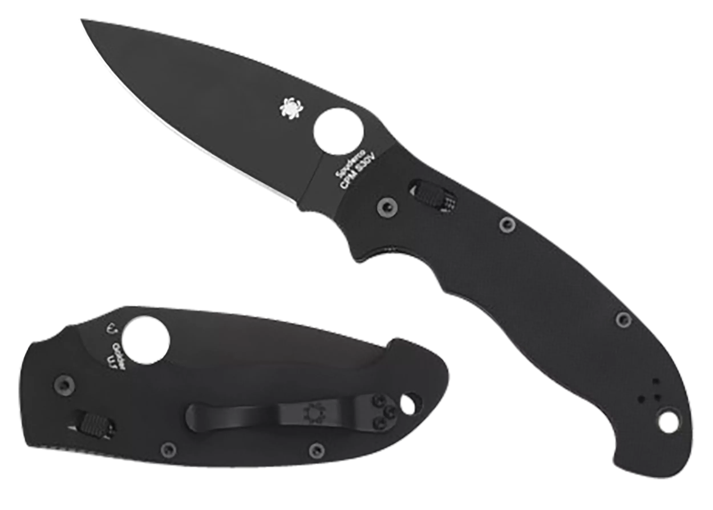Spyderco C95GPBBK2 Manix 2XL 3.85" Folding Plain Black DLC CPM S30V SS Blade/Black Textured G10 Handle Includes Pocket Clip