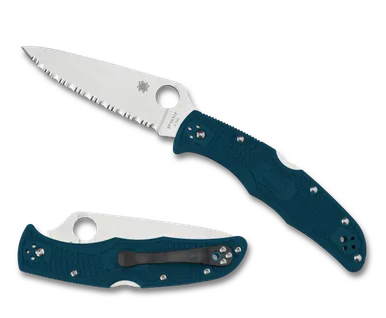 Spyderco Endura 4 Lightweight Folding Knife - 3.8" K390 Satin Plain Blade, Blue FRN Handles, Lockback - C10FPK390